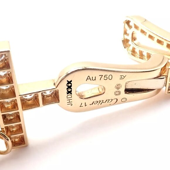 Authentic! Cartier Agrafe 18k Rose Gold Diamond Link Bracelet Size 17 Paper - Picture 7 of 12